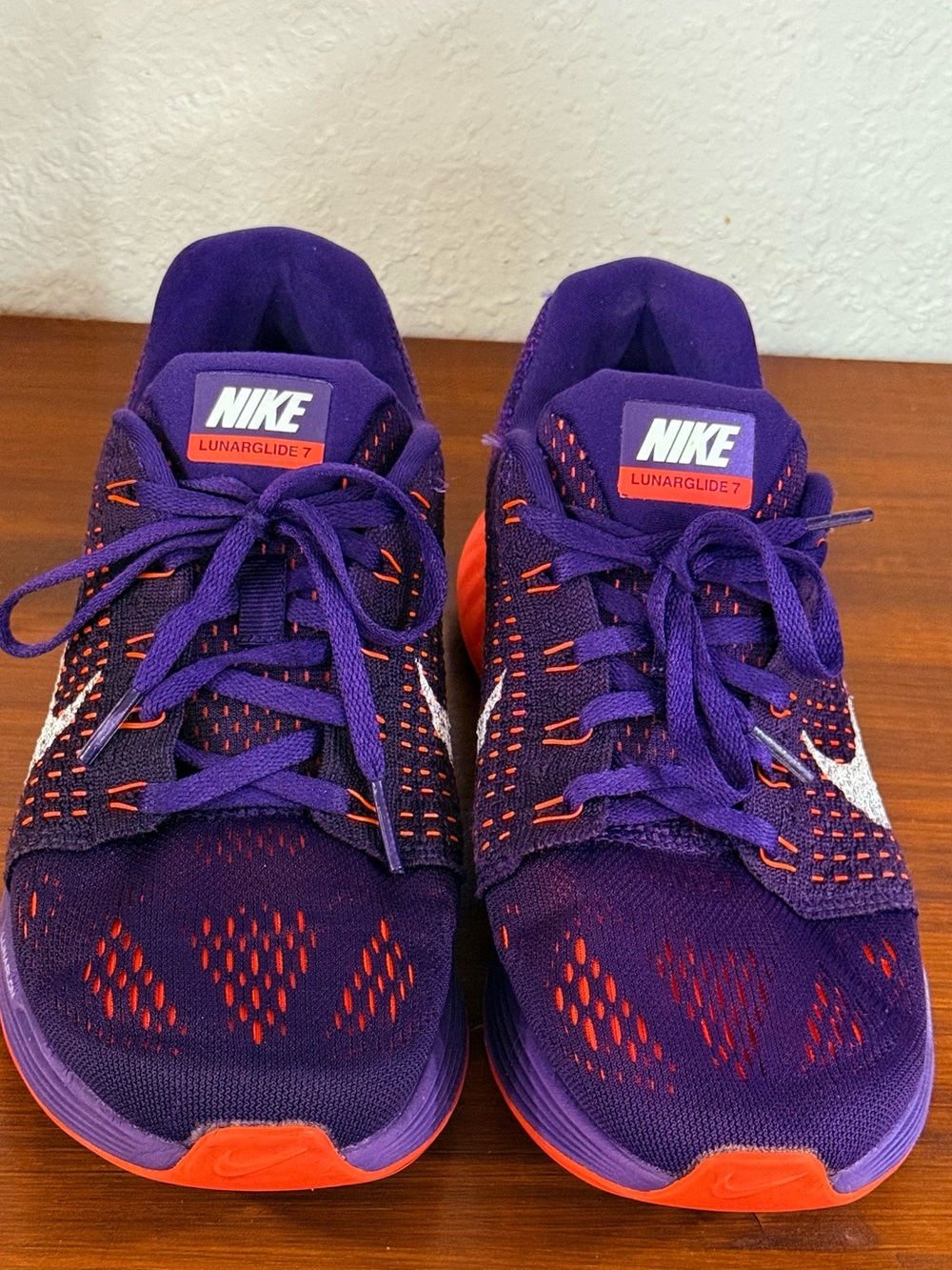 Nike Purple & Orange Lunarglide 7 Running Shoes - Picture 1 of 16